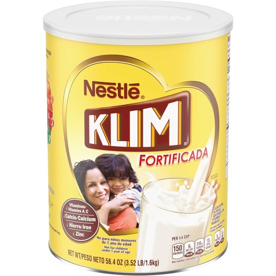 Klim Fortificada Dry whole Milk Powder 56.3 oz/approximately 1596 g in cans（15 cans）