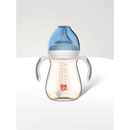 Good Baby (GB) PPSU Baby Bottle Wide Diameter Bottle with Handle Straw Little Hungry Demon Series 240ml Blue 6 months +